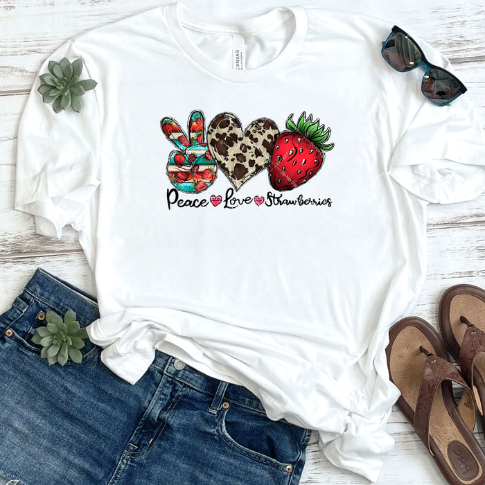 Peace Love Strawberries DTF