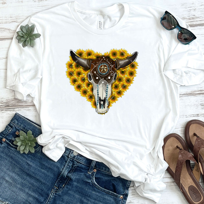 Sunflower & Turquoise Bull Skull DTF